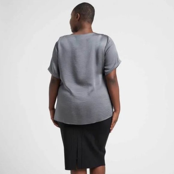 NWT Universal Standard Alice Satin Boatneck Top Sedona Sage Green gray - Picture 3 of 14